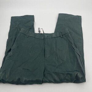 Fashion Union Pants 6 Petite Womens Green Cropped Shiny Casual Button Closure
